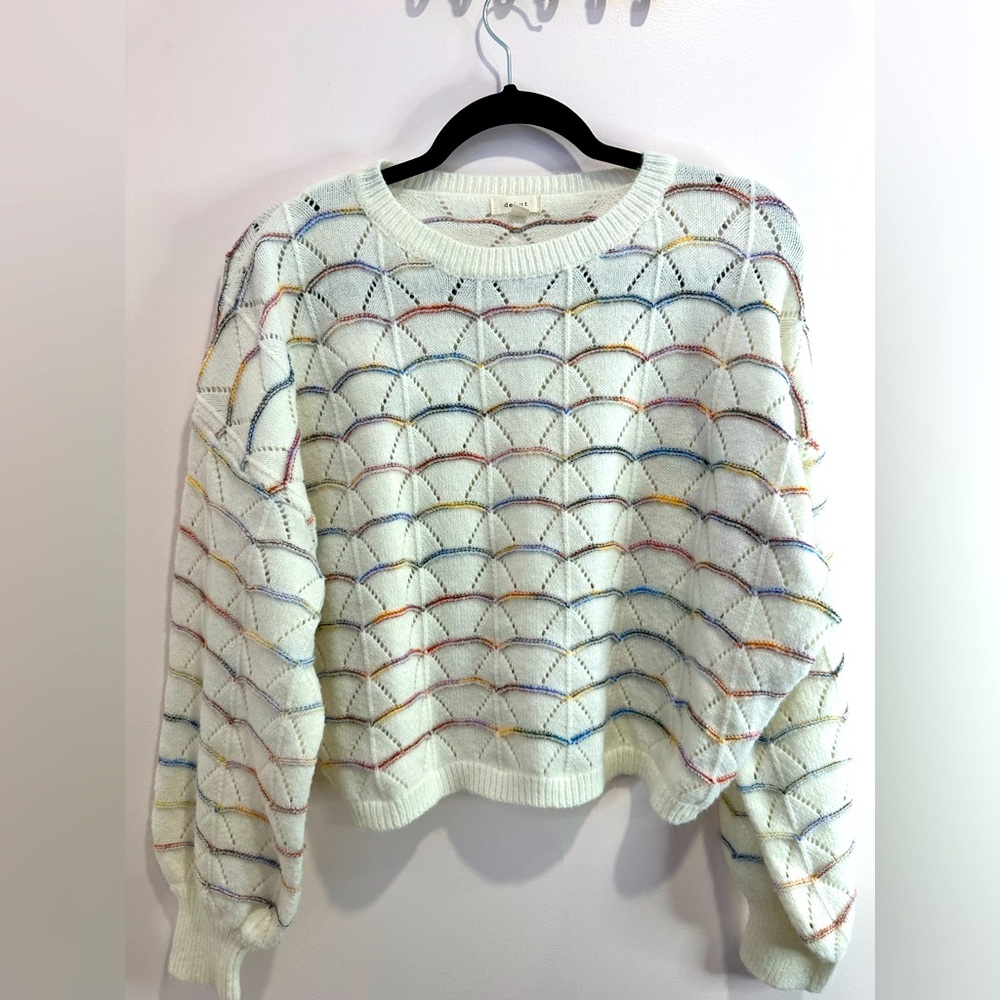 🌈 Debut Rainbow Scallop Pullover Sweater - Size Large 🌈